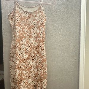 Wild Fable Floral Mini Dress in Tan and White